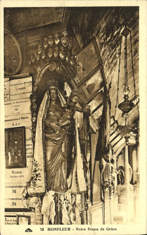 Honfleur - Nossa Senhora da Graça — estátua da Virgem com o Menino — editor desconhecido, n° 53 - Frente
