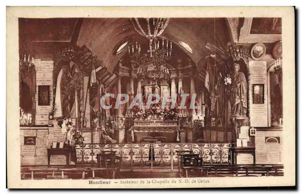 Honfleur — Interior da Capela de N.-S. da Graça — Éd. Lhomme, Senneville - Frente