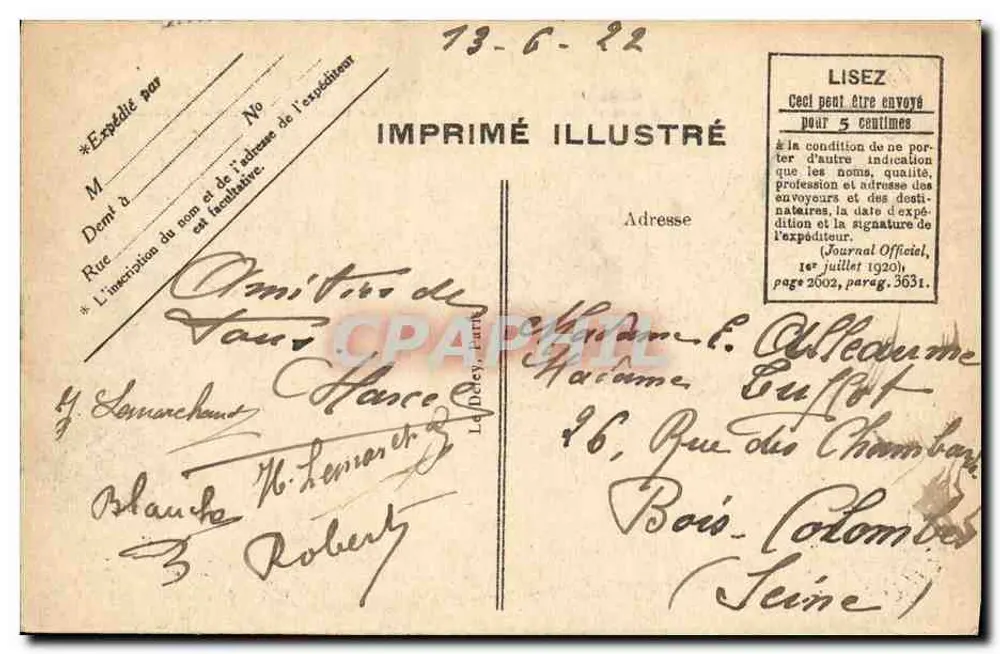 Honfleur — Capela de Nossa Senhora da Graça — editor impressor ilustrado - Verso