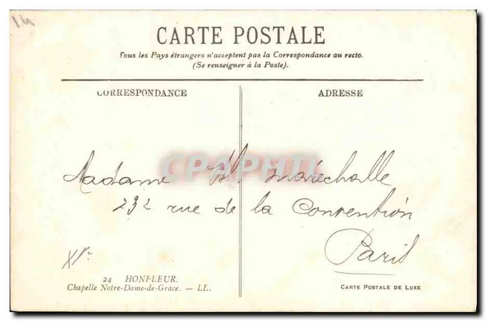 Honfleur — Capela Nossa Senhora — Carte Postale de Luxe - Verso