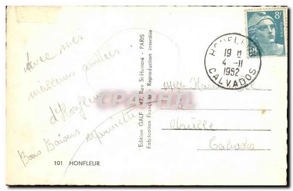 Honfleur — Souvenir d'Honfleur — Édition Galf - Rückseite