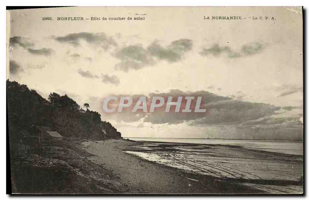 Honfleur — Efeito de pôr do sol — A Bilhete postal antigo - Frente