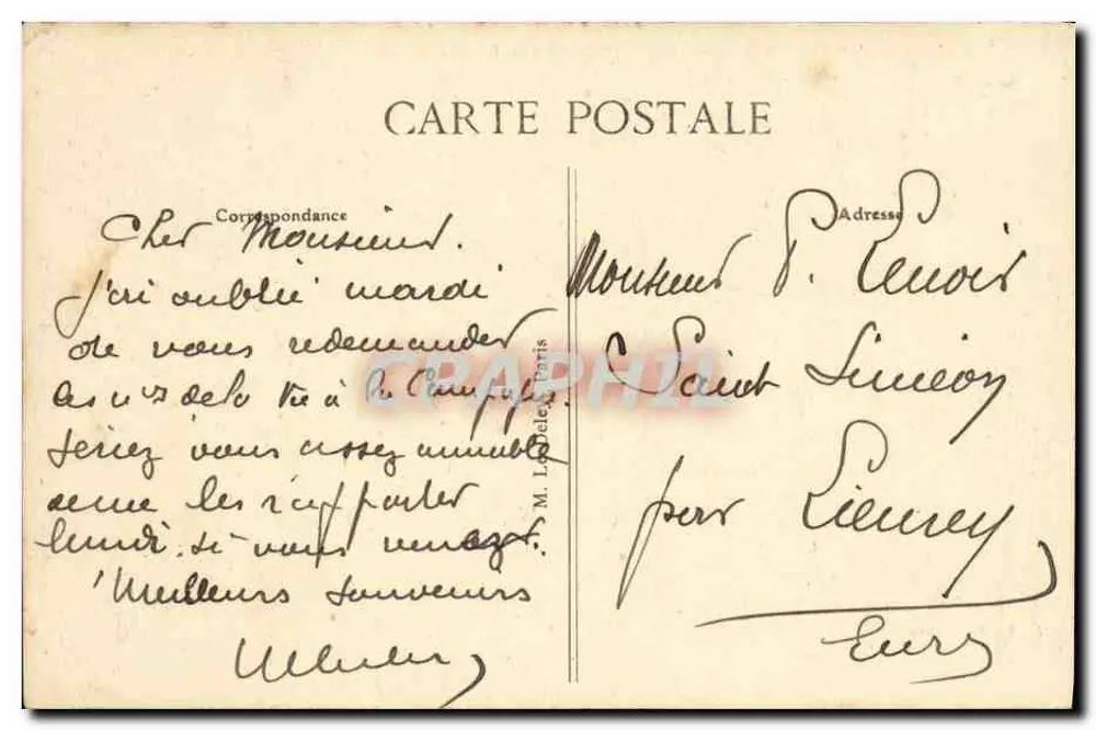 Honfleur — Das Rathaus und der Hafen — Verlag M. L. de Lartigues, Nr. 67 - Rückseite