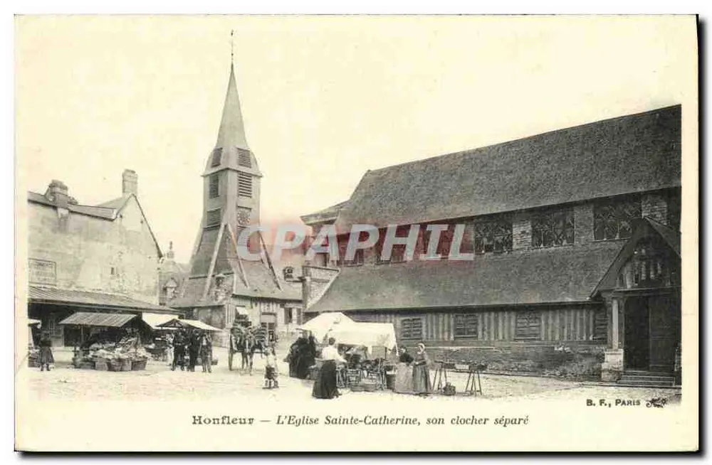Honfleur — Ansicht der Kirche Sainte-Catherine, ihr getrennter Turm — B. F., Paris - Vorderseite