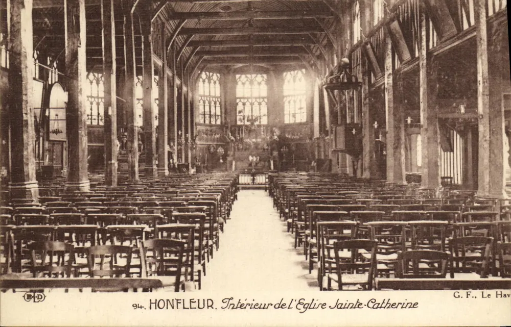 Honfleur — Interior da Igreja Santa Catarina — G.F., Le Havre - Frente