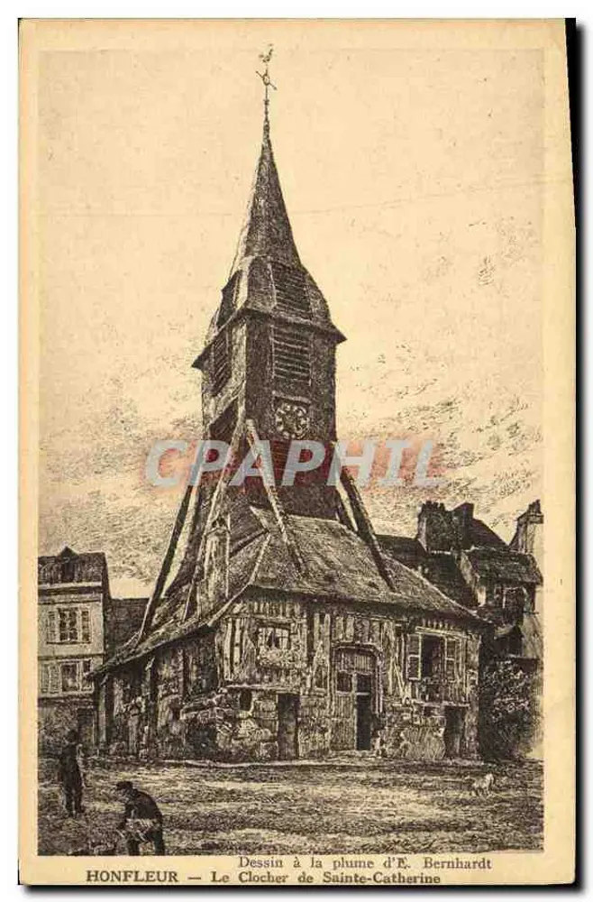 Honfleur — Der Glockenturm von Sainte-Catherine — Zeichnung von E. Bernhardt - Vorderseite