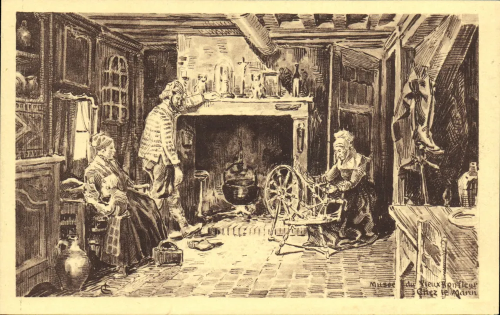 Interno di una casa normanna — scena di vita — Musée du Vieux Honfleur, Chez le Marin - Recto