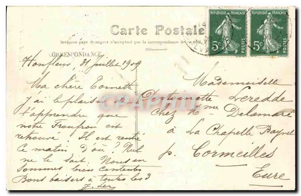 Honfleur — Igreja de São Leão (século xv) — Bilhete postal moderno n°12 - Verso