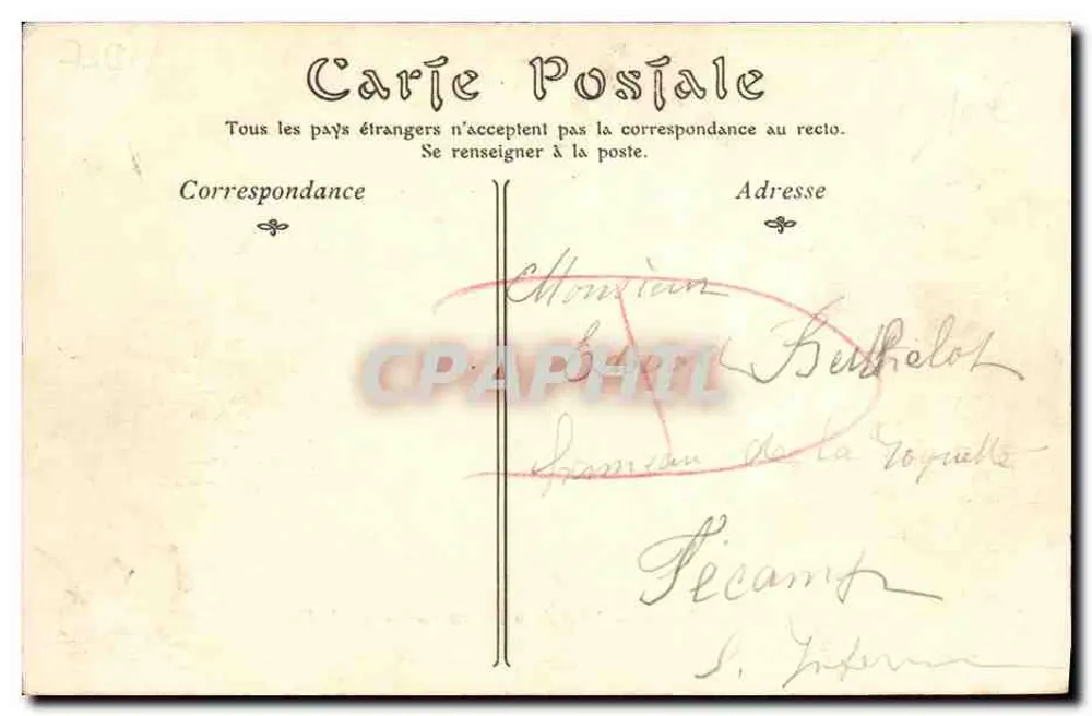 Honfleur (Côte de Grâce) — Hotel de la Renaissance (gegenüber der Kapelle) — Verleger: A. P. Postes - Rückseite