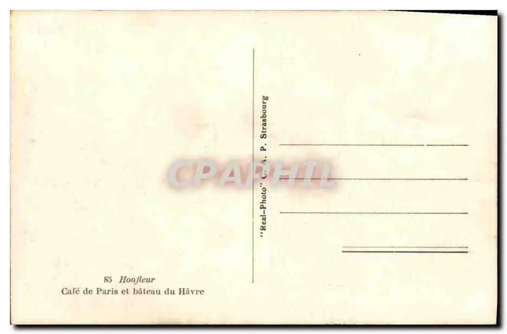 Café de Paris und Dampfschiff von Le Havre — Honfleur — 'Real-Photo' C. A. P. Strasbourg - Rückseite