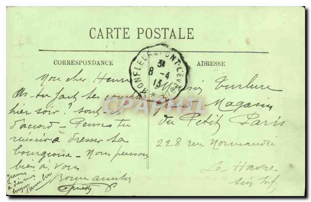 HONFLEUR — Costa da Graça — Hotel da Renascença — LL. - Verso