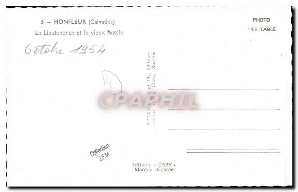 Honfleur (Calvados) — Ansicht des Lieutenants und des alten Bassins — Editions Caby - Rückseite