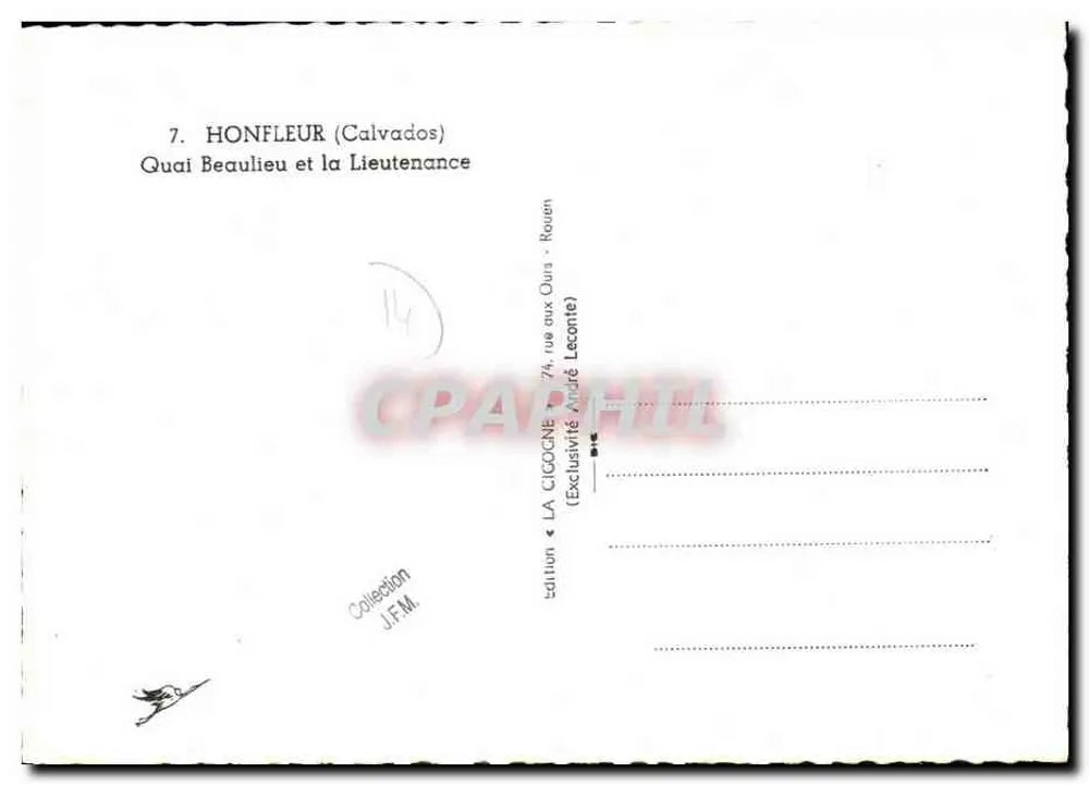 Honfleur (Calvados) — Quai Beaulieu und die Lieutenancé — La Cigogne, n°7 - Rückseite