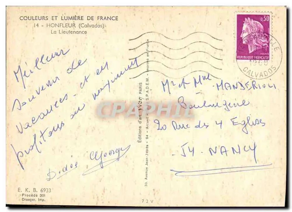 HONFLEUR — A Lieutenante — Éditions Jean-Jarès - Verso