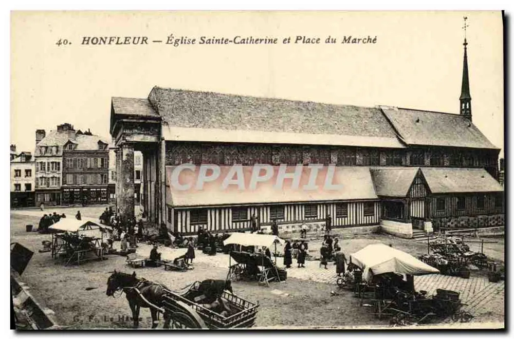 Honfleur — Kirche Sainte-Catherine und Marktplatz — G. F. Lie Hameau - Vorderseite