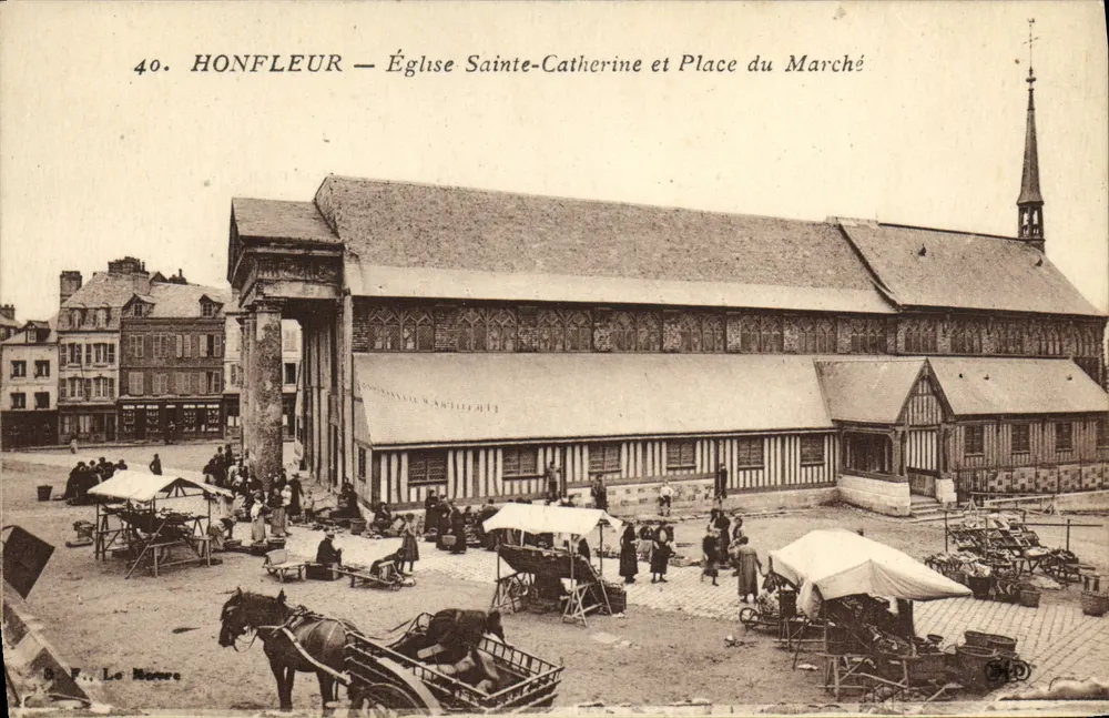 Honfleur — Kirche Sainte-Catherine und Place du Marché — S. F. Le Havre, n°40 - Vorderseite