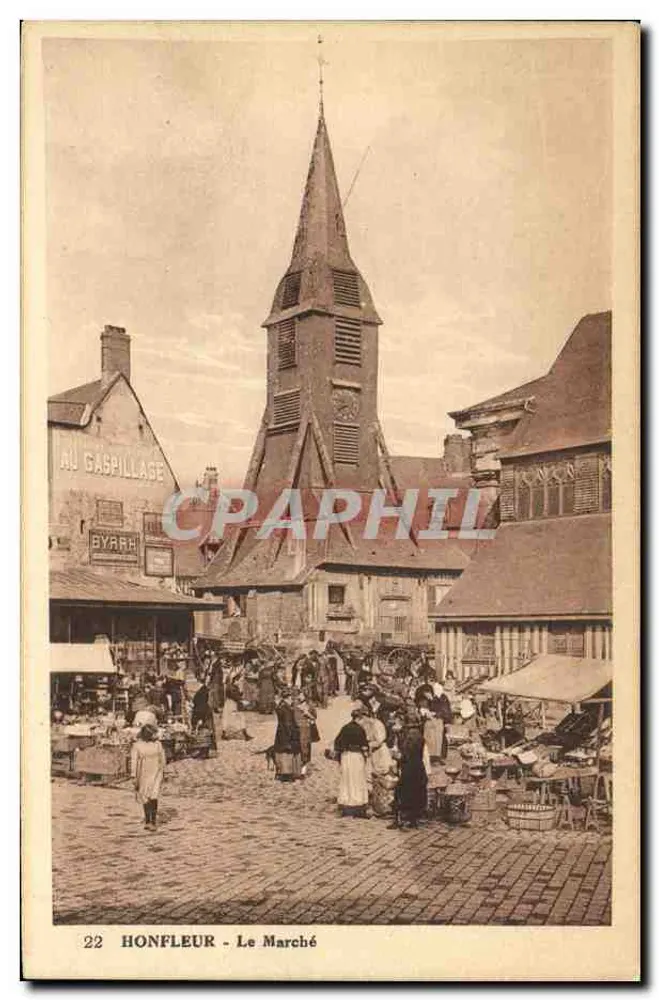 Honfleur - A Vista do Mercado — editor Duguez, n°22 - Frente