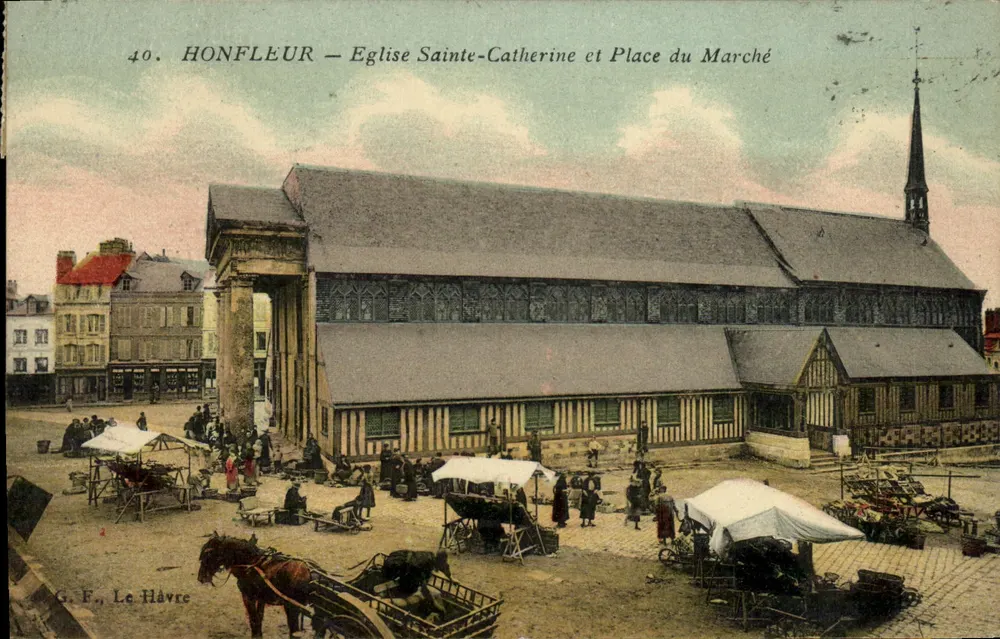 Honfleur — Kirche Sainte-Catherine und Marktplatz — G. F., Le Havre, n°40 - Vorderseite