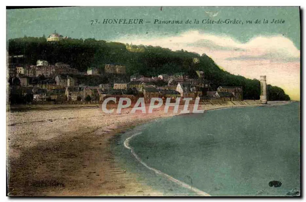 Honfleur — Panorama der Côte-de-Grâce, von der Mole aus gesehen - Vorderseite