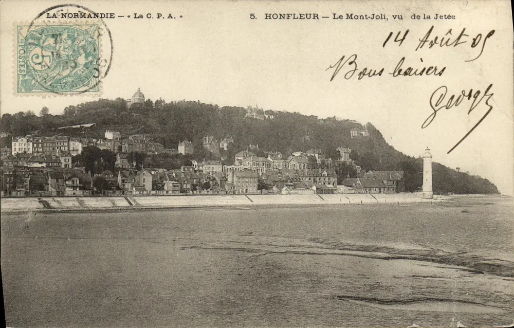Honfleur — Le Mont-Joli vu de la Jetée — La C.P.A. n°5 - Frente
