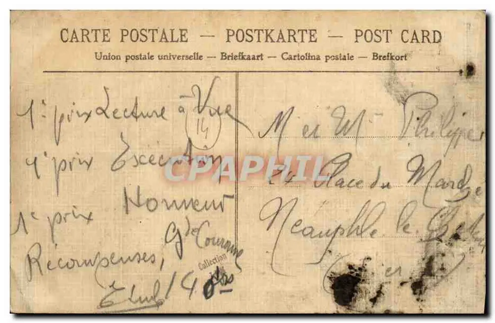 Vista e Farol de Honfleur — cabinet de lecture — editora Vve Graziani - Verso