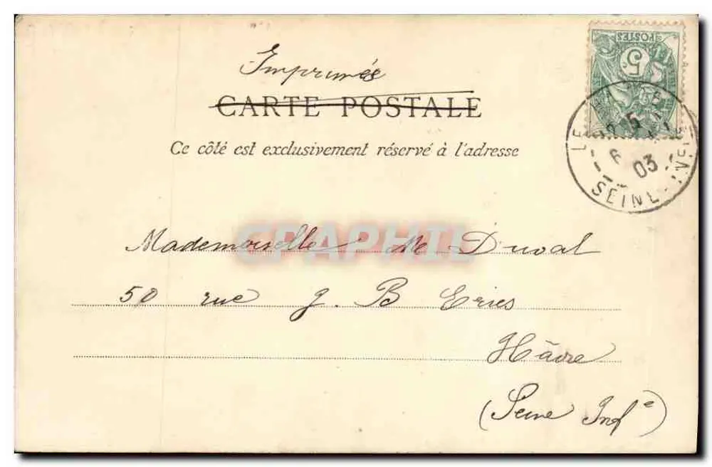 Honfleur — O Farol e o monte Joli — Erda-Paris (Depositado) n°91 - Verso