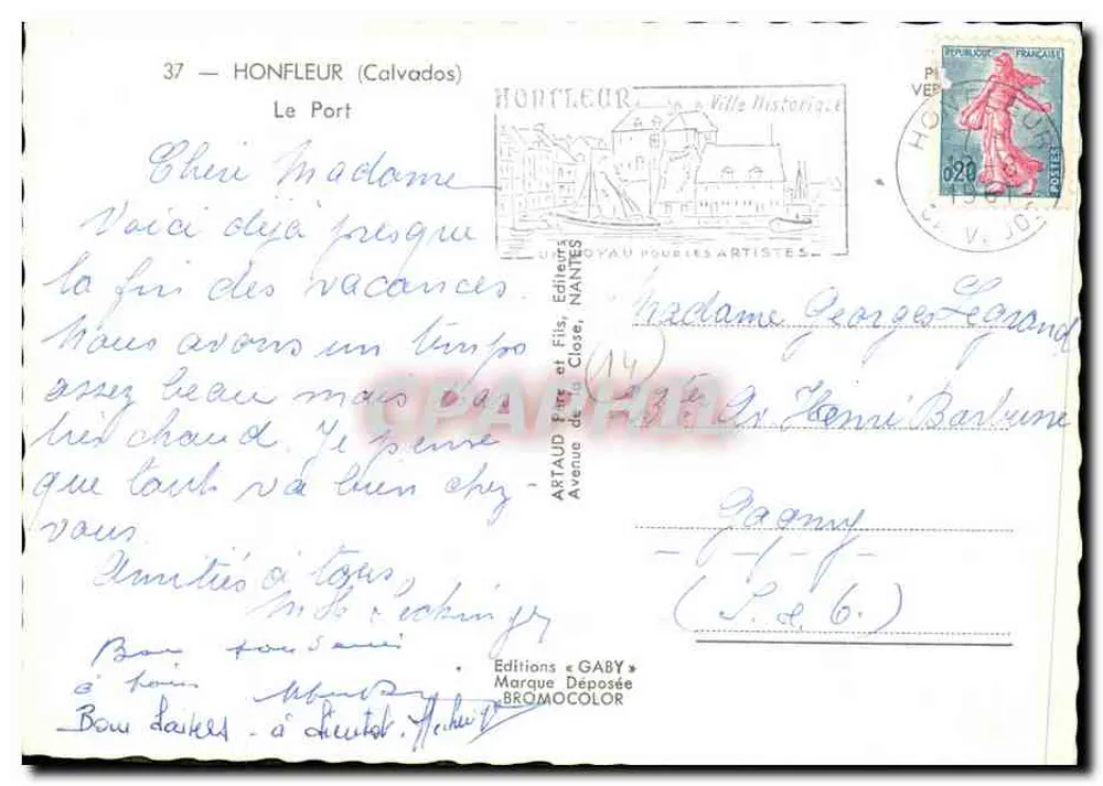 Le Port — Honfleur (Calvados) — Edições Gaby - Verso
