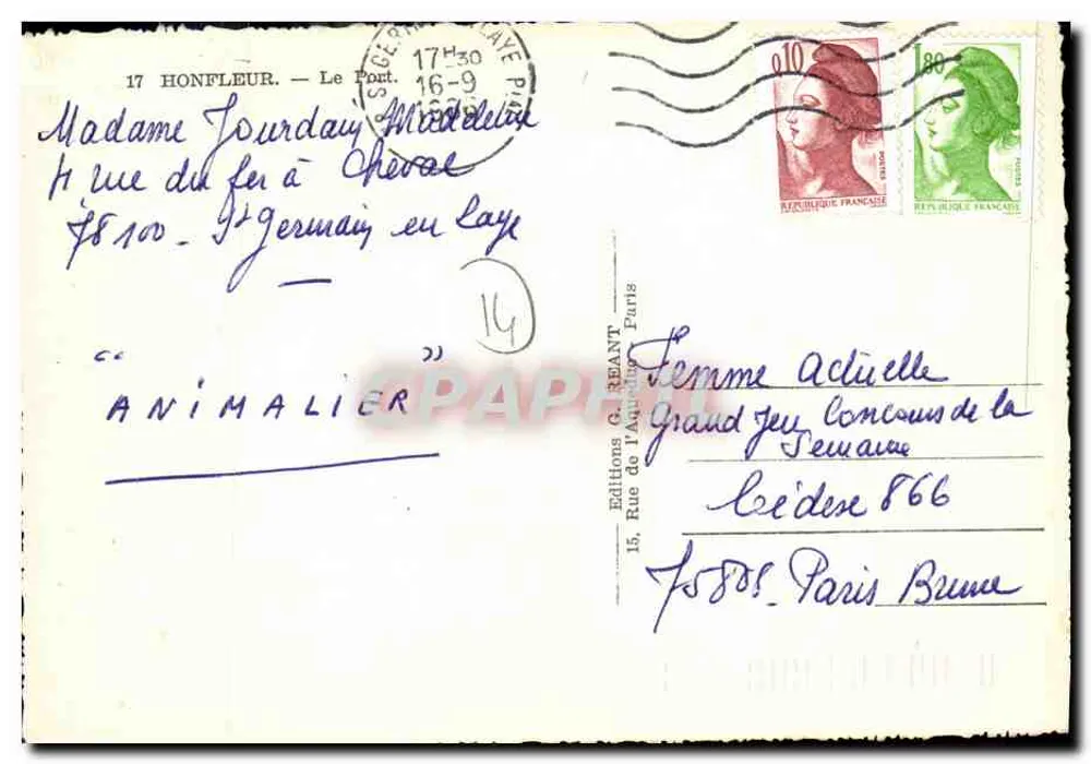 Honfleur — O Ponte — Éditions G. Reant - Verso