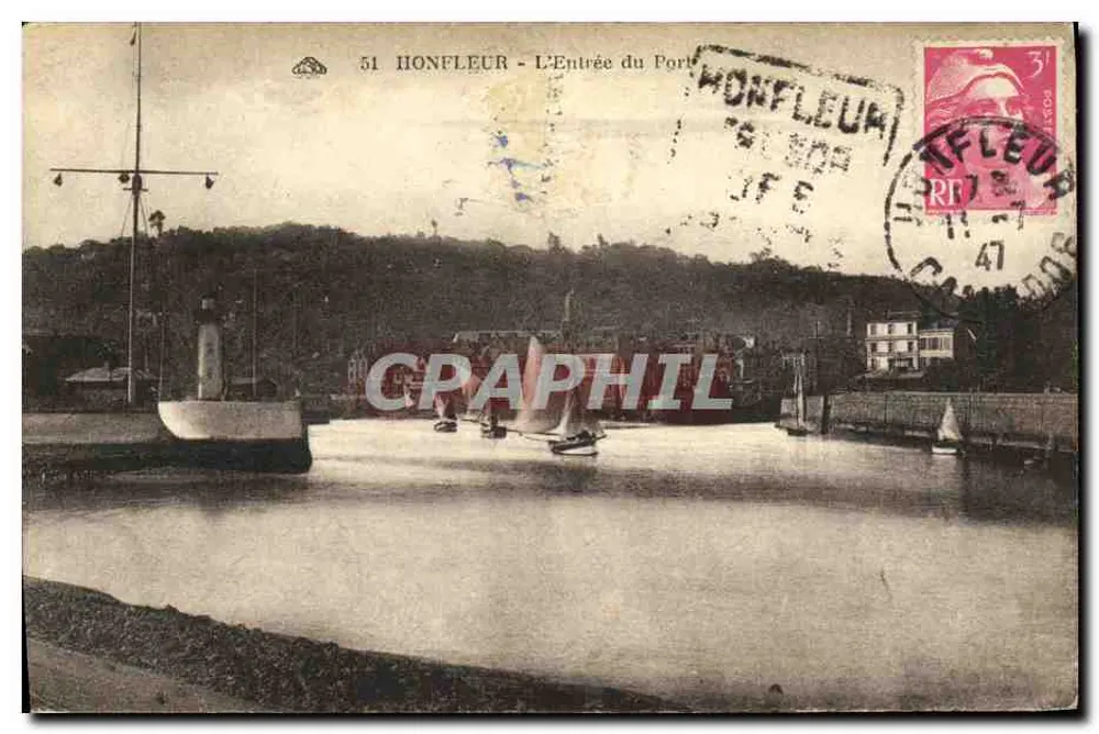 Honfleur - Ansicht des Hafeneingangs — n° 51 - Vorderseite