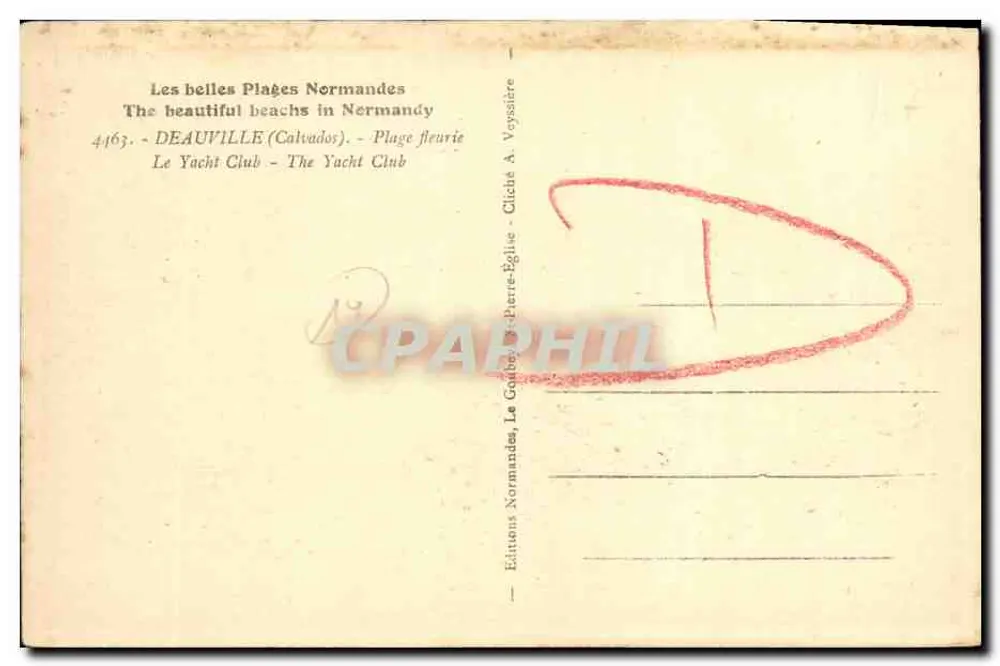 Der Yacht Club in Deauville — Deauville (Calvados) — Verlag A. Voyssière, n°4463 - Rückseite