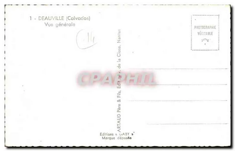 Deauville (Calvados) — Vista Geral — Edições GABY & Fils, Nantes - Verso