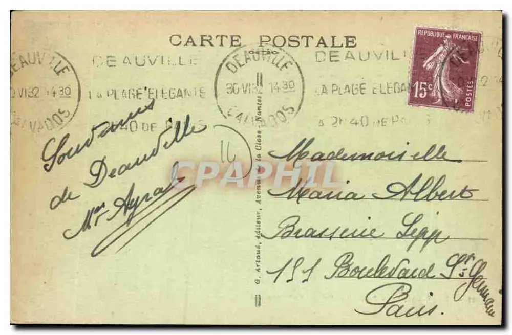 Deauville, 'A Praia das Flores' — Vista geral — G. Artoué, editor, n° 132 - Verso