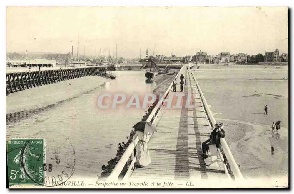 Beauville — Perspektivansicht von Trouville und der Mole — LL. - Vorderseite
