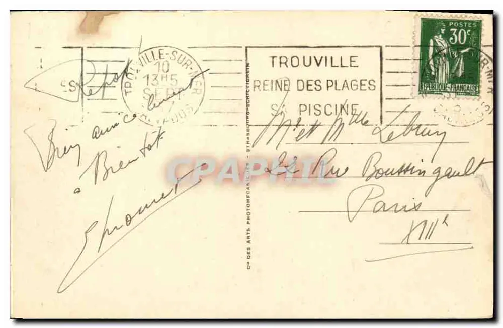 Deauville-Plage Fleurie — Die Terrasse und die Gärten — C° des Arts Photographiques - Rückseite