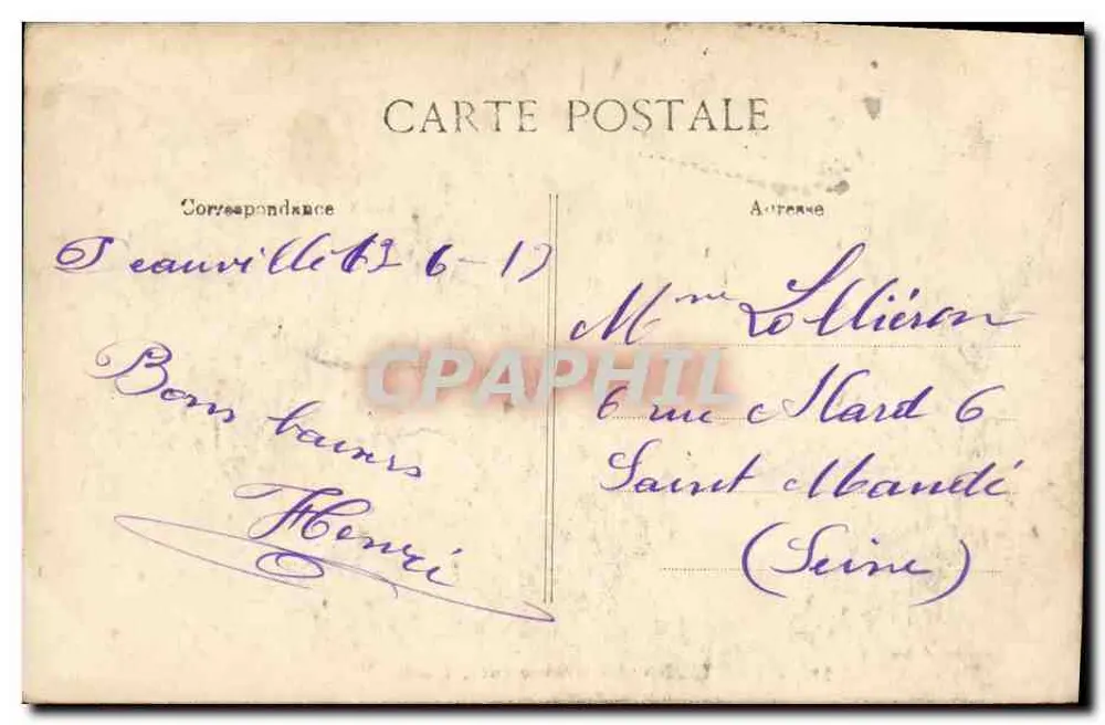 Deauville — Rue Gontaut Biron, a mediodía — Edición Delâtre, n°77 - Reverso