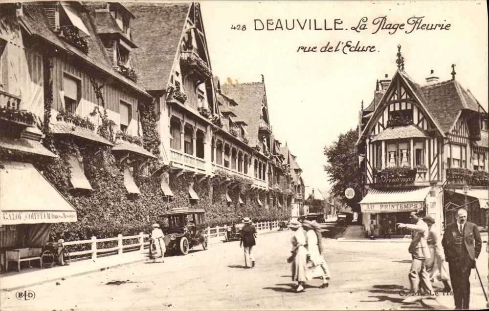 Deauville. Die Blühende Strandpromenade — rue de l'Écluse — Galot-Jobiet & Cie, n°428 - Vorderseite
