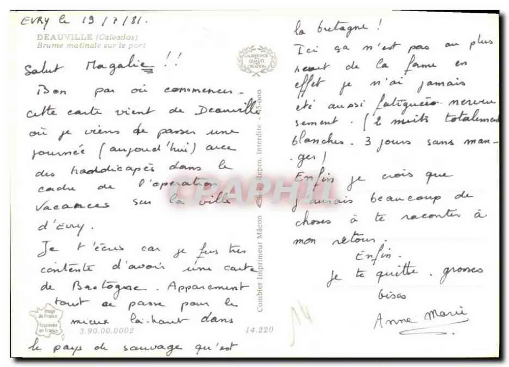 Deauville — Morgendampf — Verlag: Imprimerie Mâcon - Rückseite