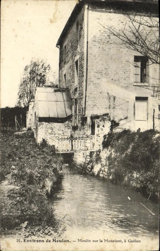Umgebung von Meulan — Mühle am Moncien-Fluss, in Gaillon — A. Ancelet, n°31 - Vorderseite