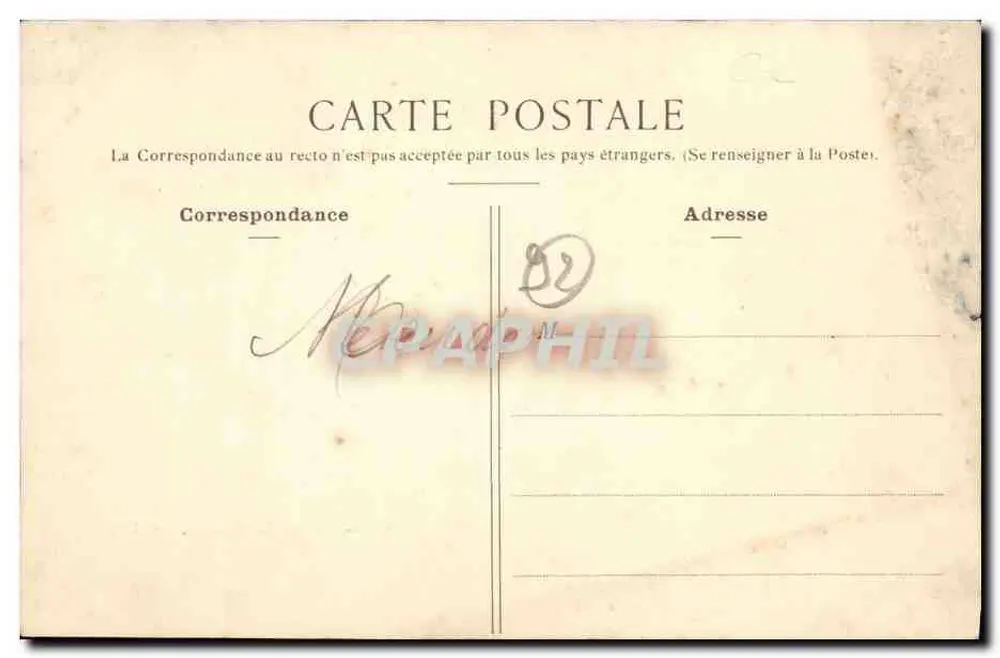 Bellevue — Avenue du Château, in Richtung Kirche — Dr. Marmuse, Paris - Rückseite