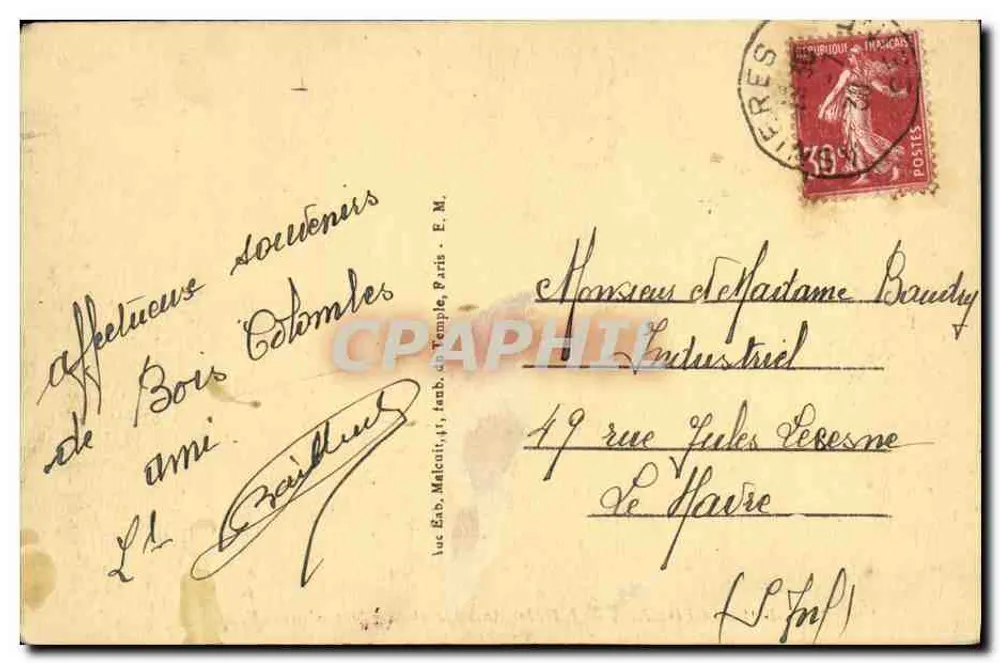Bois-Colombes — Das Rathaus und das Wasserbecken — E.M. n°2903 - Rückseite