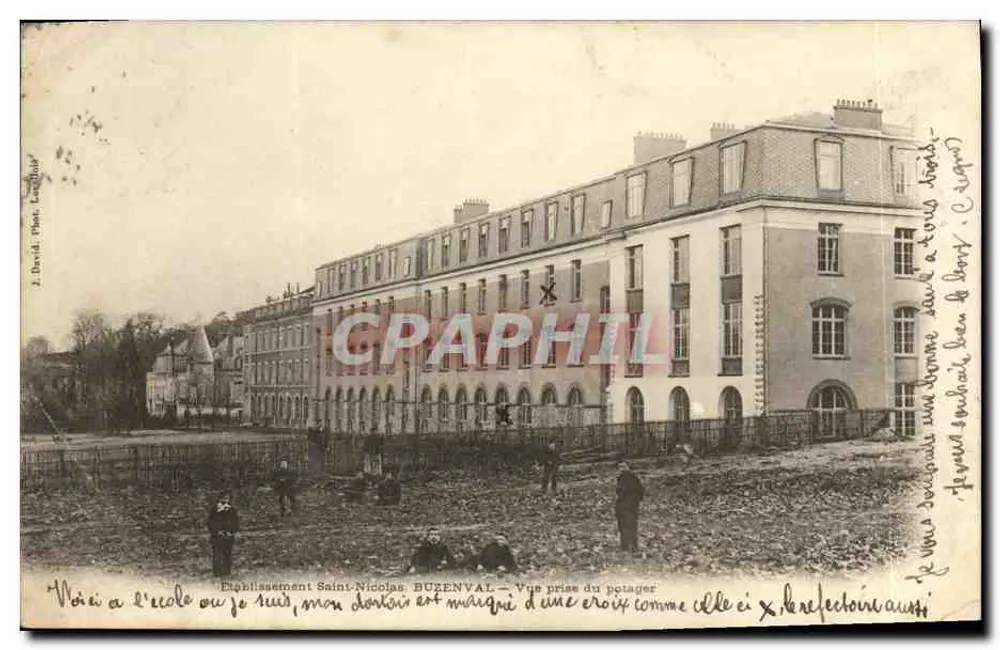 Établissement Saint-Nicolas — Aufnahme vom Gemüsegarten — J. David, Fotografie Buzenval - Vorderseite