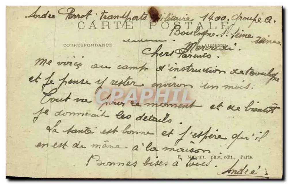 Souvenir Glücksbringer von Boulogne-sur-Seine — E. M. - Rückseite