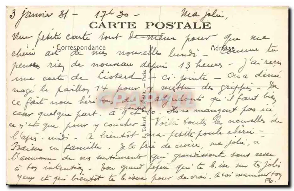 Clamart — Militärkrankenhaus Percy — Aufnahmeeinrichtung — E.M. - Rückseite