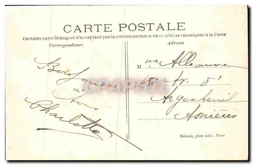 Meudon-Wald — Glamart — Tor zur Fleury — Malenuit, Foto-Verlag, Paris - Rückseite