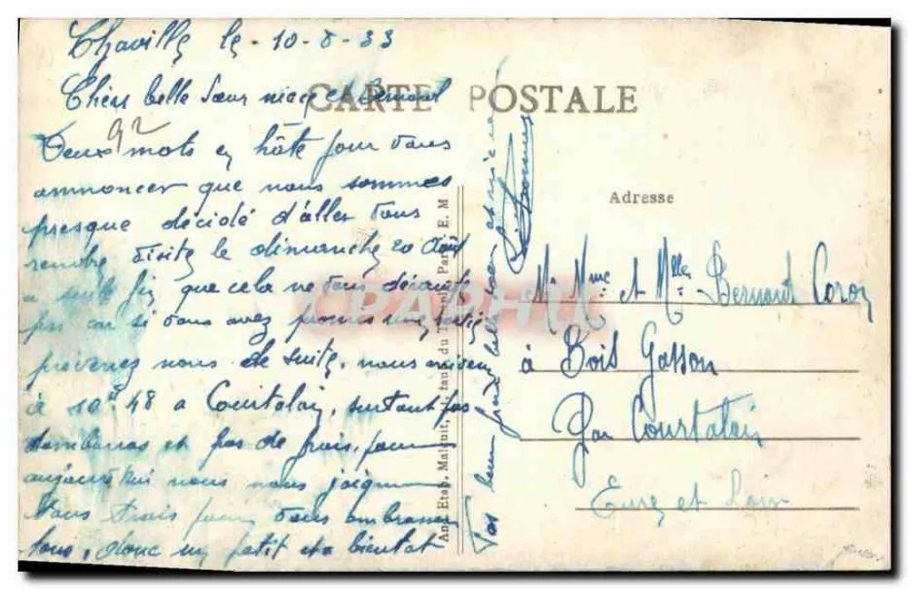 Chaville — O Carvalho da Virgem — E.M. n°3825 - Verso