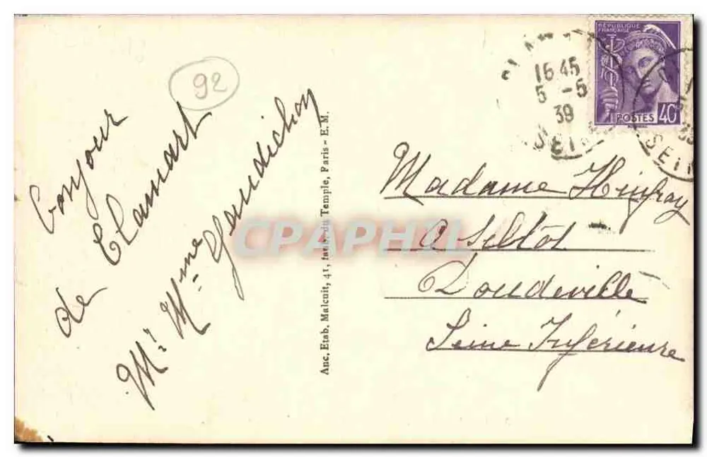 Clamart — Binnenkant van de Kerk — E.M. n°3729 - Achterkant