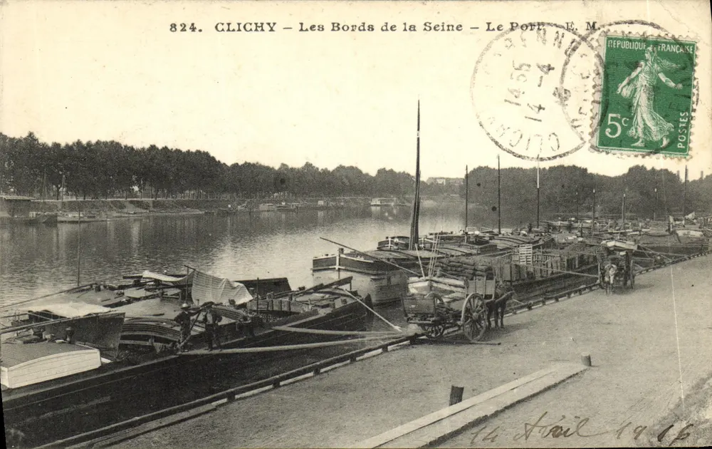 Clichy — Die Ufer der Seine — Der Hafen — E. M. - Vorderseite
