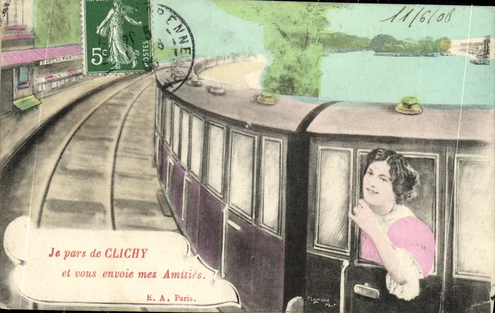 Frau in einem Tram in Clichy — E. A. Paris — P. Leorand Phot. - Vorderseite