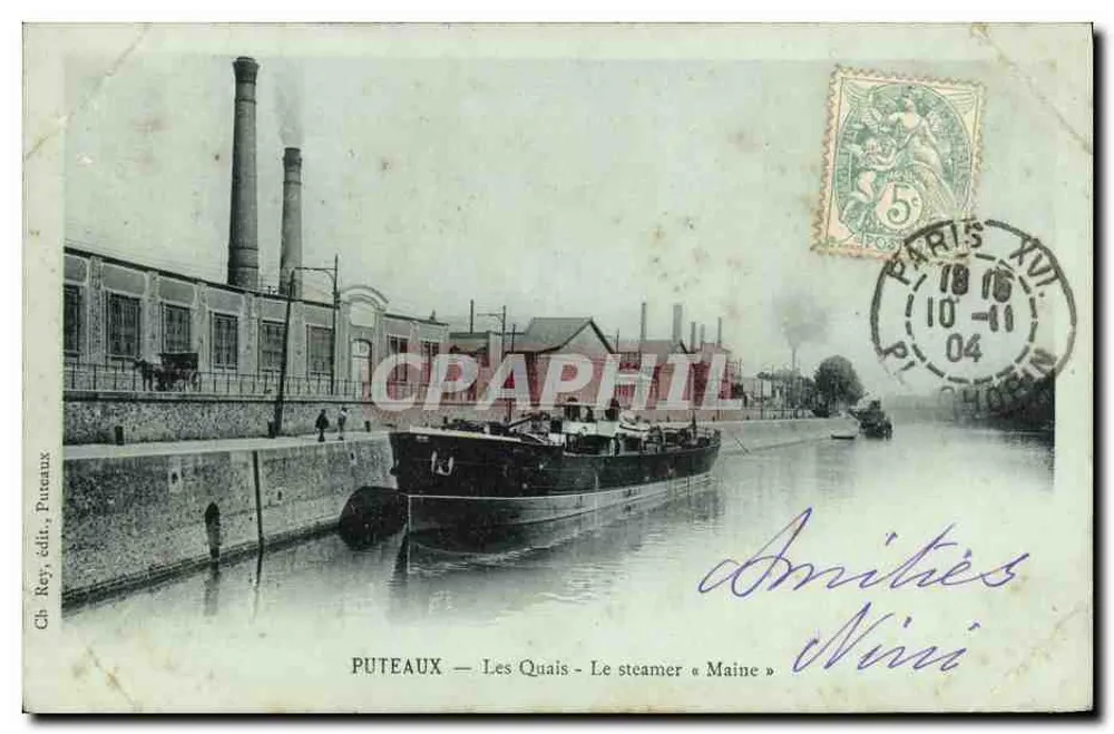 Puteaux — Les Quais — Le steamer « Maine » — Ch. Rey, édit. Puteaux - Vorderseite