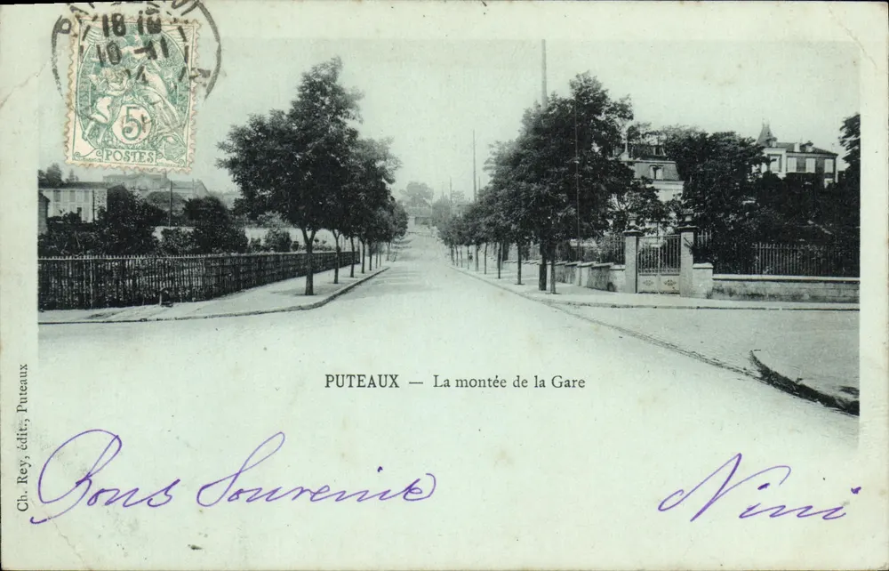 Puteaux — A subida da Estação — Ch. Rey, editor, Puteaux - Frente